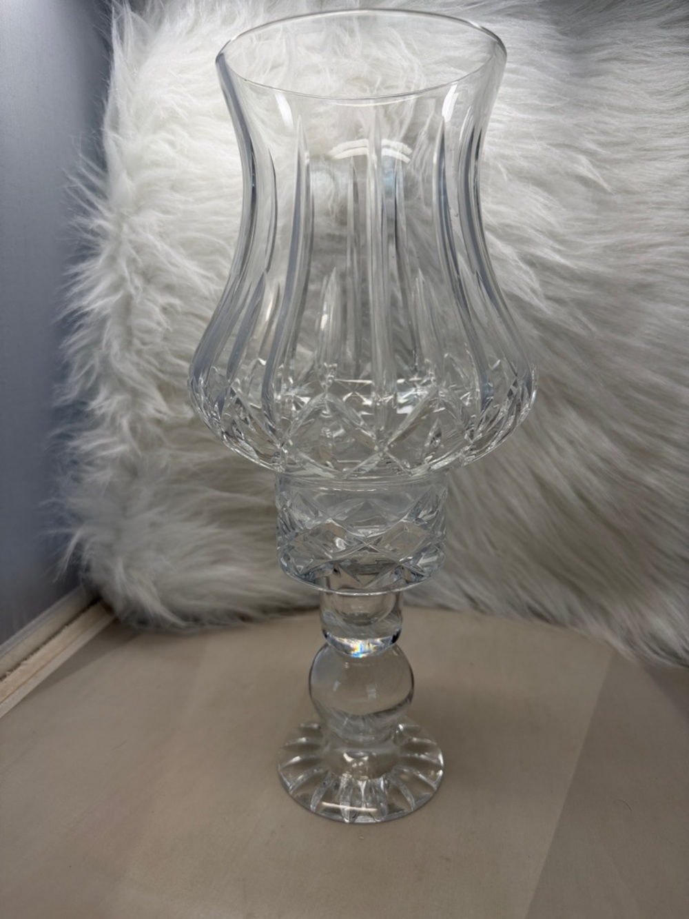 Clear Crystal Glass Hurricane Lamp - Elegant Home Accent